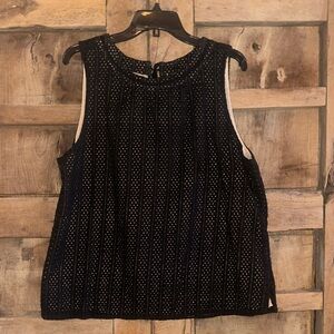 Lucky Brand women's Black Eyelet Sleeveless Top